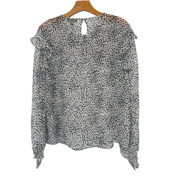 Express Womens Smocked Neck Chiffon Blouse Ruffle Sleeves animal Size large - Picture 4 of 5